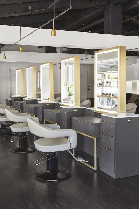 Modern Salon Stations, Makeup School Interior, Hair Salon Stations, Salon Styling Stations, Hair Stations, Salon Stations, Hair Salon Interior, Salon Suites Decor, Beauty Salon Design