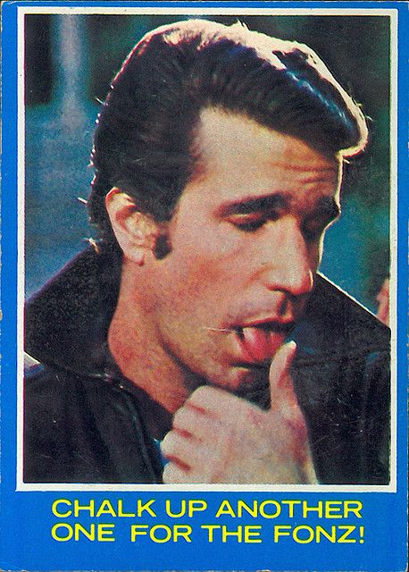 Happy Days card: The Fonz | by wardomatic Happy Days Tv Show, Fonzie Happy Days, 60s Tv Shows, The Fonz, Laverne & Shirley, Morning Cartoon, Classic Television, Rock N’roll, Man Stuff