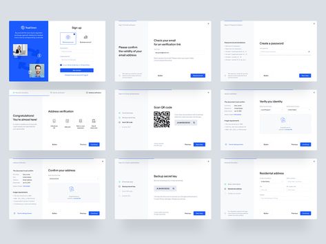 Sign up screens, onboarding, KYC, crypto, ui, ux, web3 by Andriy Yurchenko on Dribbble Ux Kits, Ui Design Dashboard, Ios App Design, Website Sign Up, App Interface Design, Ecommerce Web Design, Ui Components, Web Ui Design, App Interface