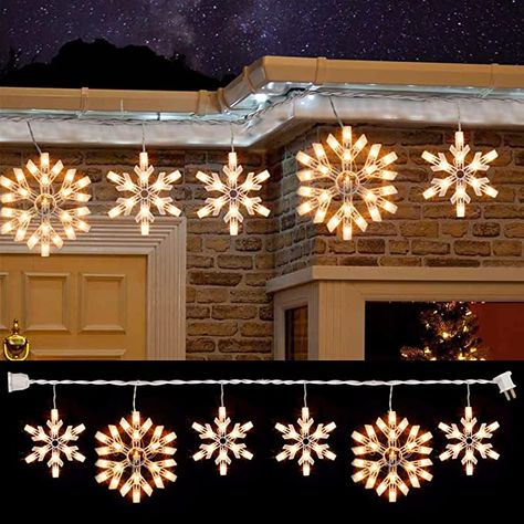 Lighted Snowflakes, Fairy Curtain Lights, Christmas Icicle Lights, Christmas String Lights Outdoor, Icicle Lights Outdoor, Snowflake Christmas Lights, Icicle Christmas Lights, Christmas Street, Storing Christmas Decorations