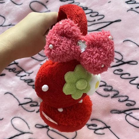 🍓 mother garden strawberry earmuffs with fuzzy bow ,... - Depop Strawberry Garden, Earmuffs, Things To Sell, Christmas