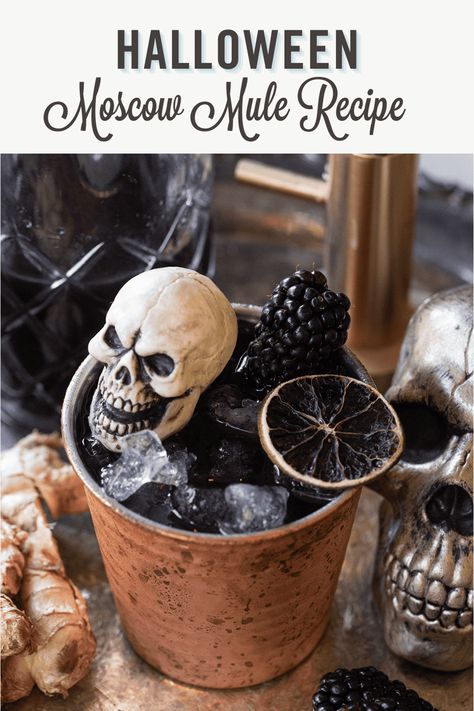 Moscow Mule Halloween, Spooky Moscow Mule, Halloween Mule Cocktail, Halloween Mule, Black Vodka, Spooky Drinks, Jungle Juice Recipe, Drink Night, Adult Birthday Party Games