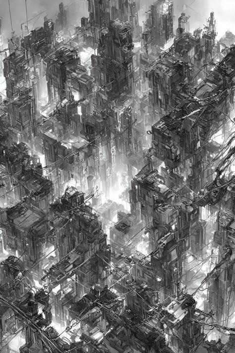 AI Generated Art - Dystopian City Dystopian Architecture, Dystopian City, Scratch Art, Brave New World, Birds Eye, Art Class, Art Stuff, Art Project, Art Classes