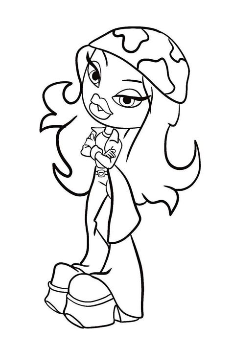 Bratz Drawing Outline, Baddie Aesthetic Drawing, Brats Coloring Page, Drawing Ideas To Color, Things To Color In, Baddie Coloring Pages Easy, Baddie Coloring Pages Printable, Y2k Coloring Pages People, 2000s Coloring Pages