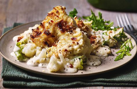 Miso cauliflower cheese recipe Roast Side Dishes, Cheese Dinner Ideas, Miso Cauliflower, Leftover Cauliflower, Cauliflower Cheese Recipe, Dinner Cauliflower, Roasted Side Dishes, Vegetarian Christmas Dinner, Cauliflower Steaks Recipes