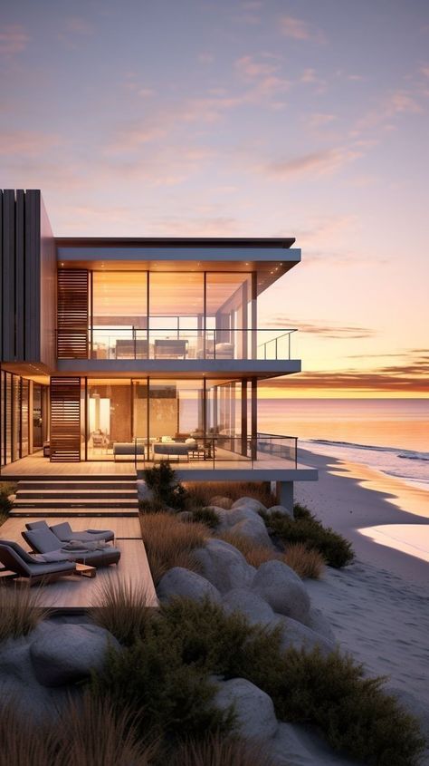 Beach House On The Water, Beach House In California, Old Money Holiday, Rich Old Money, Beach House Balcony, Wall Design Home, Villa Holiday, Beach House Modern, Houses By The Beach