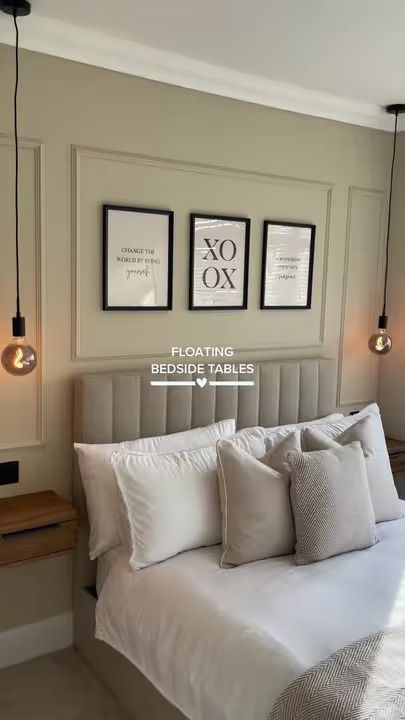 (55)So happy we went for these floating bedside tables #bedsidetable #beds... | TikTok Bedside Table Floating, Floating Bedside Tables, Floating Bedside Table, Happy We, Bedroom Refresh, Spare Room, Main Bedroom, Bedside Tables, Home Gadgets