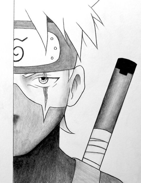 Naruto Drawings Easy Step By Step, Anime Drawing Naruto, Kakashi Hatake Drawing, Kakashi Sketch, Draw Kakashi, Kakashi Drawing, Naruto Sketch Drawing, Sketch Images, Creepy Drawings