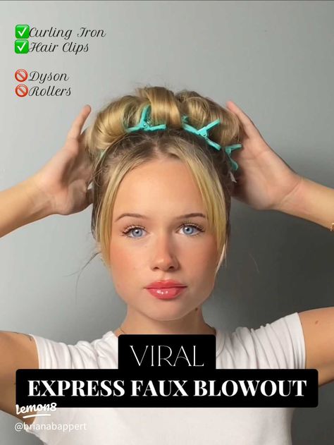 Viral express faux blowout ✨ | Article posted by brianabappert | Lemon8 Faux Blowout, Hair Rollers, High Ponytails, Gorgeous Hair, Hair Ties, Bangs, Hair Clips, My Style, Hair