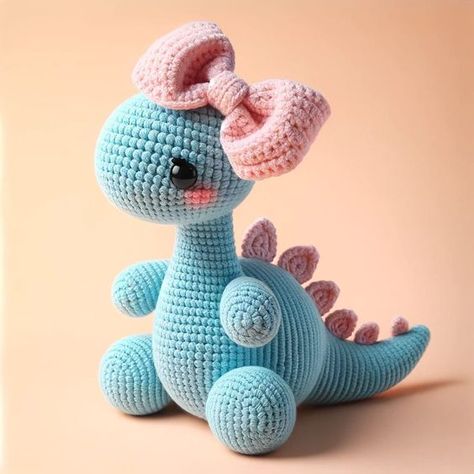 Dinosaur Crochet Pattern, Brachiosaurus Coquette Dino Amigurumi, DIY Handmade Toy, Craft Tutorial, Soft Toy Design, Easy Crochet Project Crochet toys free patterns easy #crochettoysfreepatternseasy #crochet #crochettoy #crochetpattern #crochetpatterns 4.840 Crochet Stuffed Animals Free Patterns Easy, Dinosaur Crochet Pattern, Dinosaur Crochet, Diy Crochet Toys, Kids Motor Skills, Step By Step Crochet, Easy Crochet Projects, Toy Design, Daffy Duck