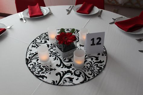 This could be another option for your centerpieces (it's nice to alternate them if you are doing round tables, or could do every other on long tables). Damask Decor, Round Table Decor, Simple Wedding Centerpieces, Damask Wedding, 50 & Fabulous, Budget Friendly Wedding, Breathtaking Wedding, Table Round, Wedding Table Decor