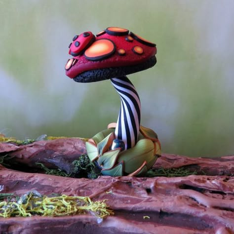 Polymer Clay Mushroom, Clay Mushroom, Mushroom Pictures, Polymer Clay Fairy, A Ladybug, Faeries Gardens, Clay Fairies, Fairy Garden Houses, Fairy Garden Diy