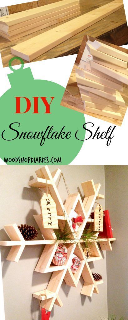 Super simple DIY snowflake shelf--Easy holiday project can be made with just a few tools--Woodshop Diaries Snowflake Shelf, Woodshop Diaries, Diy Snowflake, Snow Flakes Diy, Wooden Snowflakes, Learn Woodworking, Diy Holz, Easy Christmas Diy, Simple Holidays