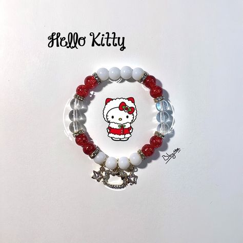 Holiday Kitty, my fav bracelet so far 😫✨ #explorepage #hellokitty #holiday #beadedbracelet #bracelets #jewelry Hello Kitty Bracelet, Bracelet Design, Pretty Bracelets, Bracelets Jewelry, Beads Bracelet, Bracelet Designs, Handmade Bracelets, Kenya, Diy Jewelry