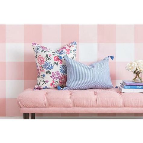 Caitlin Wilson Design French Stripe Linen Lumbar Pillow Cover | Perigold Paper Bedroom, Pink Rugs, Caitlin Wilson, Bedroom Pink, Shabby Chic Bathroom, Shabby Chic Pink, Shabby Chic Bedrooms, Bed Linens Luxury, Pink Interior