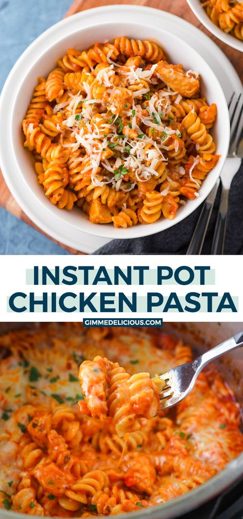 Instant Pot Chicken Pasta, Recipes Veg, Red Sauce Pasta, Tomato Pasta Sauce, One Pot Chicken, Chicken Pasta Recipes, Instant Pot Dinner Recipes, Tender Chicken, Instapot Recipes