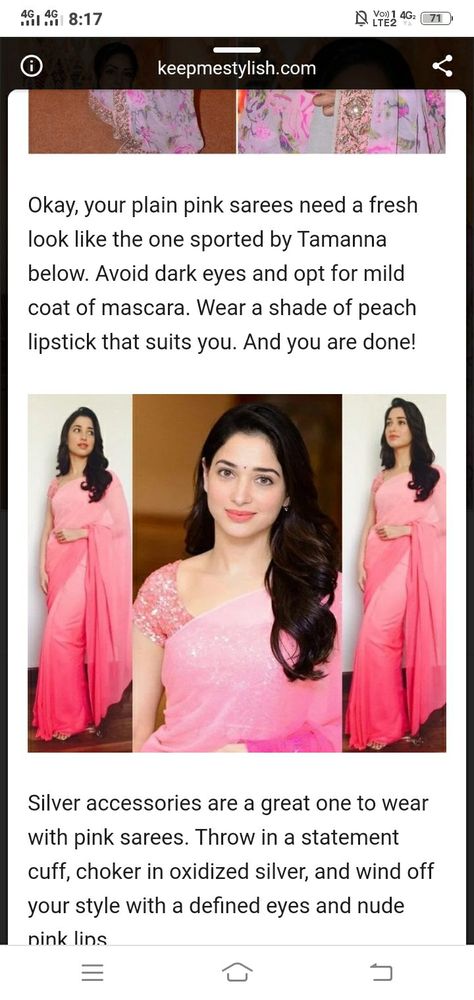 Peach Lipstick, Dress Peach, Light Pink Dress, Dark Eyes, Lipstick Shades, Silver Accessories, Pink Saree, Lipsticks, Pink Dress