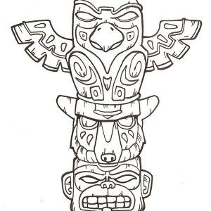 Totem Pole Drawing, Totem Pole Tattoo, Pole Tattoo, Native American Totem Poles, Coloring Mask, Native American Totem, Sketch Template, Panther Art, Tiki Totem