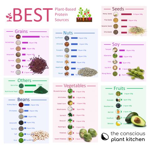 Vegan protein sources chart, provides grams of protein per 100g #plantbased #vegan #protein #proteinsources #vegetarian #cleanproteins Vegetable Protein Chart, Vegetarian Recipes Protein, Vegan Protein Sources Chart, Best Vegan Protein Sources, Vegan Proteins, Protein Chart, Best Vegan Protein Powder, High Protein Vegetables, Plant Based Protein Sources