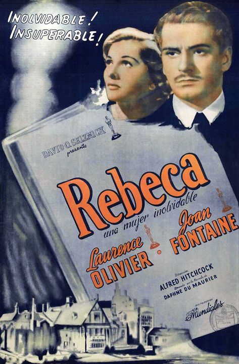 Rebecca Movie Poster 1940 Rebecca 1940, Rebecca Daphne Du Maurier, Joan Fontaine, Italian Film, Spanish Movies, Alfred Hitchcock Movies, Hitchcock Film, Laurence Olivier, Classic Films Posters