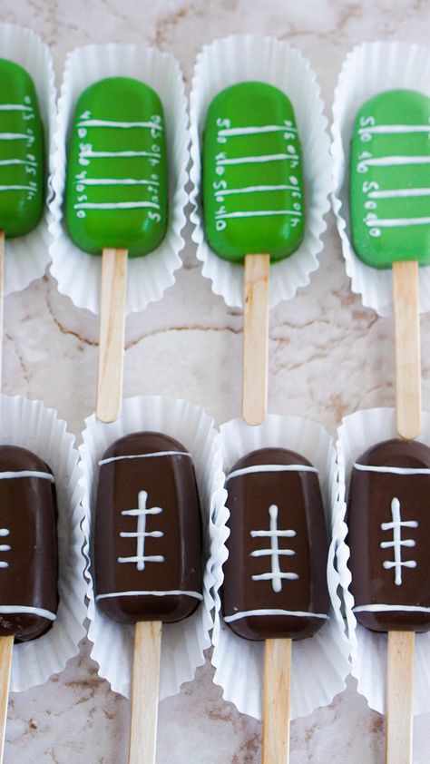 Football Cakesicles, Sports Treats, Football Cake Pops, Fondant Letters, Football Treats, Pumpkin Cake Pops, Superbowl Desserts, Planet Cake, Custom Cake Pops