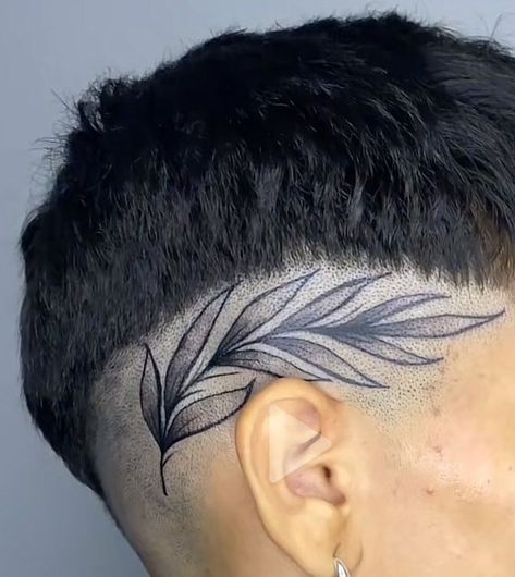 In Front Of Ear Tattoo Men, Head Tattoos Women, Side Head Tattoo, Head Tattoos For Men, Side Of Head Tattoo, Tree Tat, Scalp Tattoo, Greek Mythology Tattoos, Body Tattoo