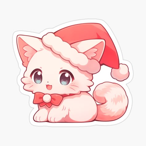 Cute Christmas Cat Art, Kawaii Christmas Drawings, Christmas Kuromi, Santa Hat Png, Cat Santa Hat, Christmas Kawaii, Christmas Kitty, Kitten Drawing, Hat Png