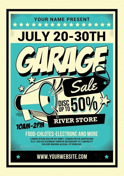 Garage Sale Flyer Garage Sale Flyer, Vintage Party Ideas, Sublimacion Ideas, Cute Scrapbooks, Business Poster, Flyer Poster, Sale Flyer, Event Promotion, Graphic Design Fun