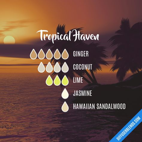 Tropical Haven Hawaiian Diffuser Blend, Summer Essential Oils, Essential Oil Perfumes Recipes, Reed Diffuser Sticks, Liquid Castile Soap, Essential Oil Diffuser Blends Recipes, Perfume Recipes, Oil Diffuser Recipes, Essential Oil Diffuser Recipes