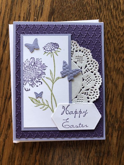 Doily Cards Handmade, Spring Cards Handmade Cardmaking, Stampinup Easter Cards, Diy Easter Cards Ideas, Handmade Easter Cards Ideas, Spring Cards Handmade, Easter Greeting Cards Handmade, Homemade Easter Cards, Handmade Easter Cards