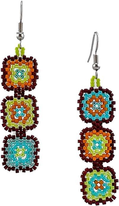 Jewelry Traditional, Bead Drop Earrings, Japanese Jewelry, Classic Americana, Granny Square Blanket, Beaded Drop Earrings, Miyuki Beads, Beaded Dangle Earrings, Beaded Dangles