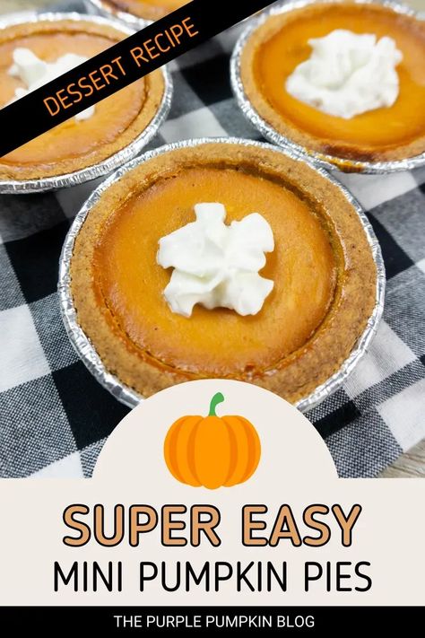 This has to be the easiest Mini Pumpkin Pies Recipe ever! Using just 5 ingredients, the foolproof pies are ready in about an hour and taste as good as they look. They are perfectly sized individual pies, and you will be able to wow your guests at Fall or Halloween gatherings with minimal effort! Pumpkin Pie Desserts, Individual Pumpkin Pie, Mini Pumpkin Pies Recipe, Mini Pumpkin Pie, Live Well Bake Often, Mini Pie Crust, Individual Pies, Mini Pumpkin Pies, Pumpkin Pie Mix