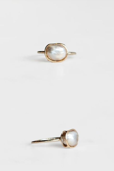 Minimalist White Akoya Pearl Ring, Gold Akoya Pearl Ring Fine Jewelry, Akoya Pearl White Pearl Ring Fine Jewelry, Keshi Pearl Ring, Keshi Pearl Bracelet, Floating Ring, Signature Ring, Japanese Pearls, Signature Rings