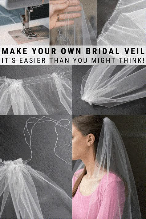 Veils Bridal Diy, Veil Diy, Simple Wedding Veil, Diy Wedding Veil, Bridal Veils And Headpieces, Veil Ideas, Comb Veil, Veils Bridal, Hijab Wedding Dress