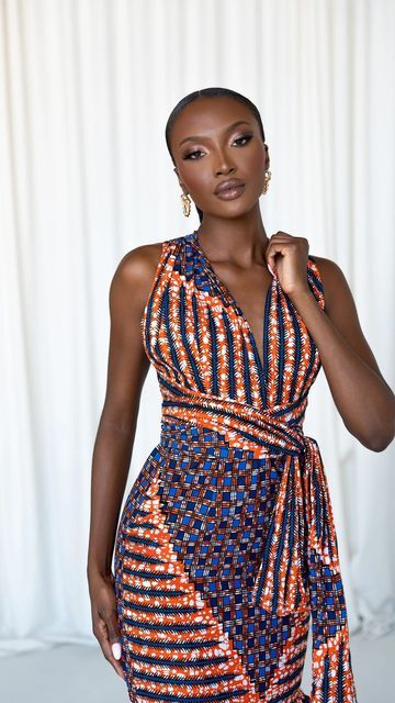 ÖFUURË (O-fu-ray) on Instagram: "Get into our new FIMI MERMAID INFINITY DRESS Can be styled up to 10+ different ways! Available in sizes XS-3X @peacehaje is in M paired with our VIVI EARRINGS in BLACK #infinitytutorial" African Traditional Dresses Modern, Infinity Clothing, Robes Wax, Infinity Wrap Dresses, Princess Seam Dress, Multiway Dress, African Chic, Infinity Wrap, African Styles