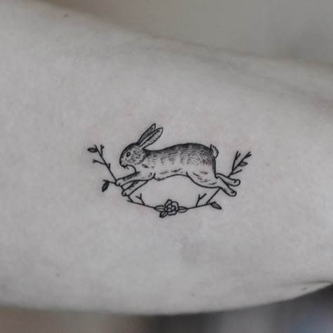 Bunny for Rachel! instagram.com/fearbear White Rabbit Tattoo, Olivia Harrison, Rabbit Tattoo, Bunny Tattoos, Rabbit Tattoos, Fox Tattoo, Celtic Tattoos, Dream Tattoos, Skull Tattoos