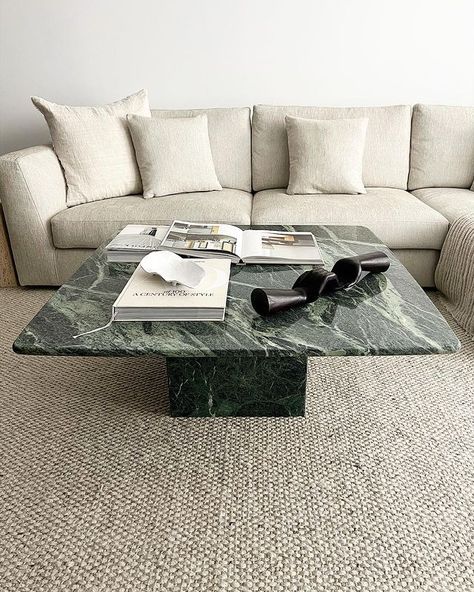 today | as before | •sold• large vintage emerald green marble coffee table with pedestal base, rounded edges, and rich veining in light greens and white.… | Instagram Green Marble Coffee Table, Emerald Green Marble, Marble Round Coffee Table, Apartment Needs, French Provincial Style, Bamboo Mirror, Loft Decor, White Table Top, Green Table