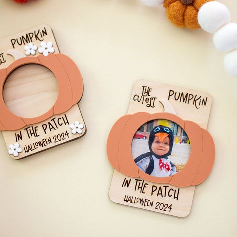 Capture the magic of Halloween and the Fall season with our charming magnetic photo frames! Perfect for displaying your little one's adorable Halloween costumes or pumpkin patch photos, these frames are designed to celebrate your "Cutest Pumpkin in the Patch."  With the inscription "Halloween 2024," this frame makes for a memorable keepsake to cherish for years to come. An ideal gift for parents, grandparents, and loved ones to cherish their child's Halloween costumes and festive Fall moments. T Pumpkin Picture Frame, Halloween Diy Toddler, Adorable Halloween Costumes, Pumpkin Patch Photos, Photo Frame Crafts, Halloween Frame, Cutest Pumpkin In The Patch, Pumpkin Pictures, Baby First Halloween