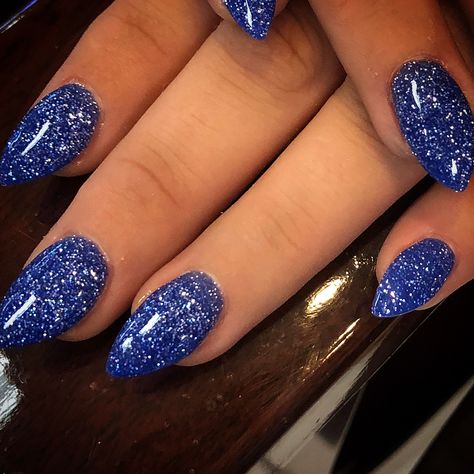 Blue Prom Nails, Blue And Silver Nails, Royal Blue Nails, Dark Blue Nails, Blue Glitter Nails, Navy Blue Nails, Dip Nail, Blue Acrylic Nails, Dip Nails