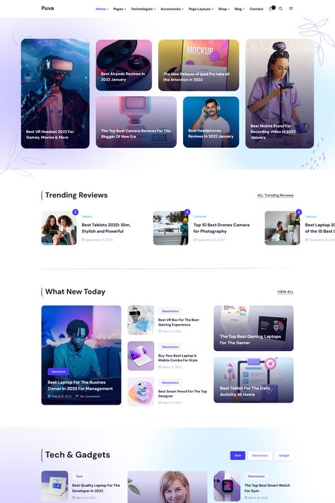 The "Puva" WordPress theme is designed for creating affiliate product review websites. Affiliate Website Design, Blogs Ui Design, Modern Blog Website Design, Blog Ui Design, Website Themes Wordpress, Webpage Layout, Beauty Web, Blog Layout Design, Blog Website Design