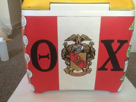 Theta Chi Formal Cooler, Theta Chi Frat Cooler, Theta Chi Cooler, Cooler Painting Fraternity, Theta Chi Fraternity, Sorority Coolers, Formal Coolers, Frat Formal, Fraternity Cooler