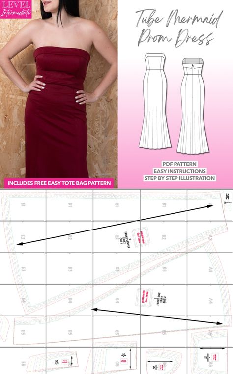 ✨ Sew your dream dress with the Tube Mermaid Maxi Prom Dress Sewing Pattern! Perfect for prom, weddings, or special events, this DIY sewing pattern helps you create a stunning, body-hugging mermaid silhouette with a flowy maxi hem. Designed for elegance and ease, it's beginner-friendly with professional results. 🧵💃 Download now and start crafting your custom couture masterpiece! 🎀👗 #SewingPattern #MermaidDressDIY #PromDress #HandmadeFashion Prom Dress Sewing Pattern, Silk Dress Pattern, Mermaid Dress Pattern, Strapless Dress Pattern, Prom Dress Sewing, Prom Dress Sewing Patterns, Strapless Silk Dress, Maxi Prom Dress, Dress Patterns Free