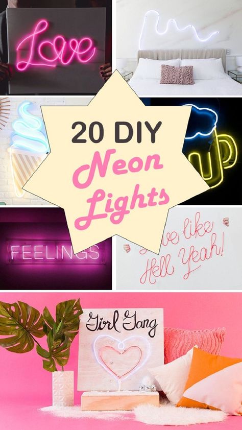 Light Up Your Life with These 20 DIY Neon Lights - have you always dreamed of having your name up in lights? Now you can do it yourself at home! Make your own neon light signs and enjoy! Diy Neon Light, Diy Neon Sign, Neon Crafts, Party Neon, Diy Light Fixtures, Light Up Signs, Funky Home Decor, Wedding Neon Sign, Neon Light Signs