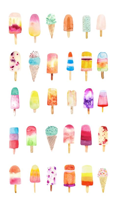 #watercolor #popsicles #icecream Watercolour Ice Cream, Watercolor Ice Cream Cone, Watercolor Summer Art, Summer Watercolor Ideas, Watercolor Art Summer, Summer Watercolor Paintings Easy, Kids Watercolor Painting Ideas, Popsicles Watercolor, Popsicle Watercolor