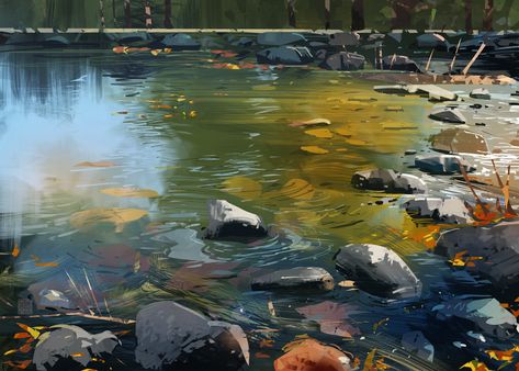 River Drawing, Arte Peculiar, River Painting, Location Inspiration, Landscape Concept, River Art, Arte Sketchbook, Big Art, Landscape Illustration