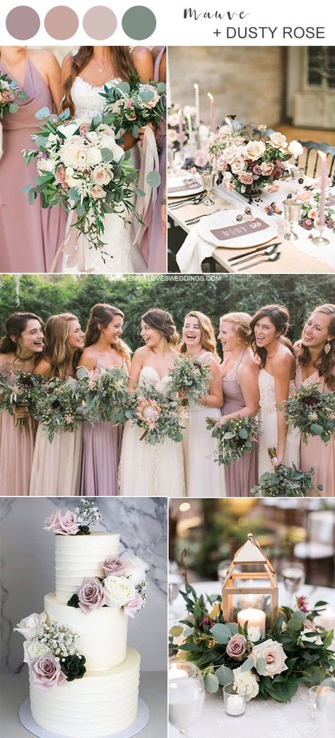 mauve and dusty rose wedding color ideas Dusty Rose Purple Wedding, Sage Green And Mauve Wedding Theme, Mauve And Beige Wedding, Wedding Colour Schemes Purple, Wedding Color Schemes Dusty Rose, Sage Mauve Wedding, Wedding Mauve Color Scheme, Dusty Rose And Mauve Wedding Theme, Wedding Ideas Mauve