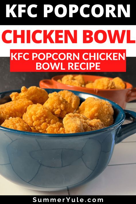 The KFC Potato Bowl (AKA KFC Popcorn Chicken Bowl or KFC Famous Bowl) is a Kentucky Fried Chicken classic! The KFC bowl layers creamy mashed potatoes, seasoned popcorn chicken, shredded cheddar cheese, and crisp sweet corn, all smothered in delicious gravy. Get my copycat KFC bowl recipe, the Famous Bowl price, KFC mashed potato bowl calories, and more! KFC bowls are a fun and super simple dinner idea. Copycat Kfc Seasoning, Popcorn Chicken Bowl, Kfc Bowls, Kfc Popcorn Chicken, Seasoned Popcorn, Kfc Mashed Potatoes, Yule Recipes, Famous Bowl, Potato Bowl Recipe