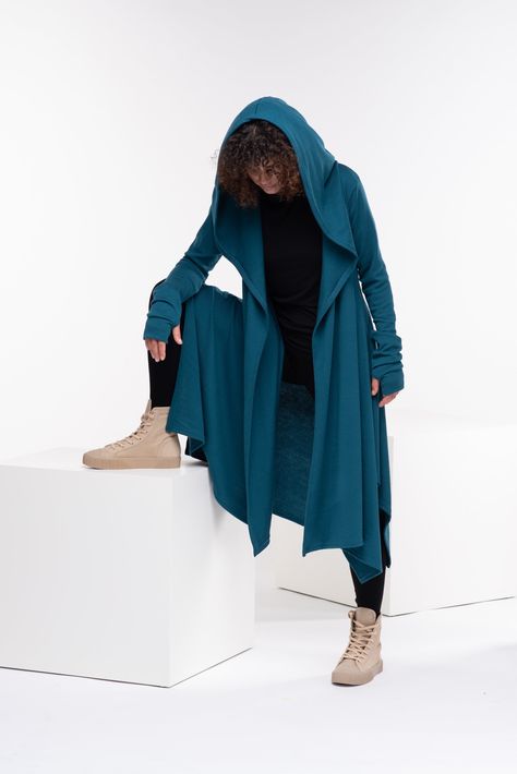 Hoodie Around Waist, Cloak With Hood, Long Knitted Cardigan, Shipping Documents, Winter Cloak, Futuristic Clothing, Cardigan Hoodie, Cape Cloak, Cape Sweater