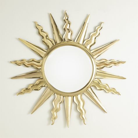 Greek Mirror, Greek Wall Decor, Sunshine Mirror, Sun Mirror Wall Decor, 70s Sun Mirror, Silver Sun Mirror, Gold Frame Wall, Rays Of The Sun, Global Views