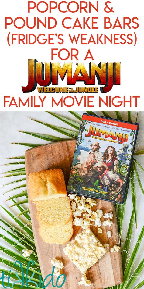 Jumanji Themed Food, Jumanji Dinner And A Movie, Jumanji Movie Night, Jumanji Party, Movie Themed Dinner, Popcorn Marshmallow, Cake Popcorn, Dinner Movie Night, Disney Movie Night Food